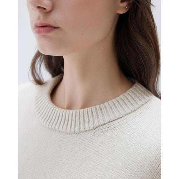 Women Cashmere Blend Oversized Crew Neck Stone Soft Warm Pullover Sweater - Picture 3 of 5